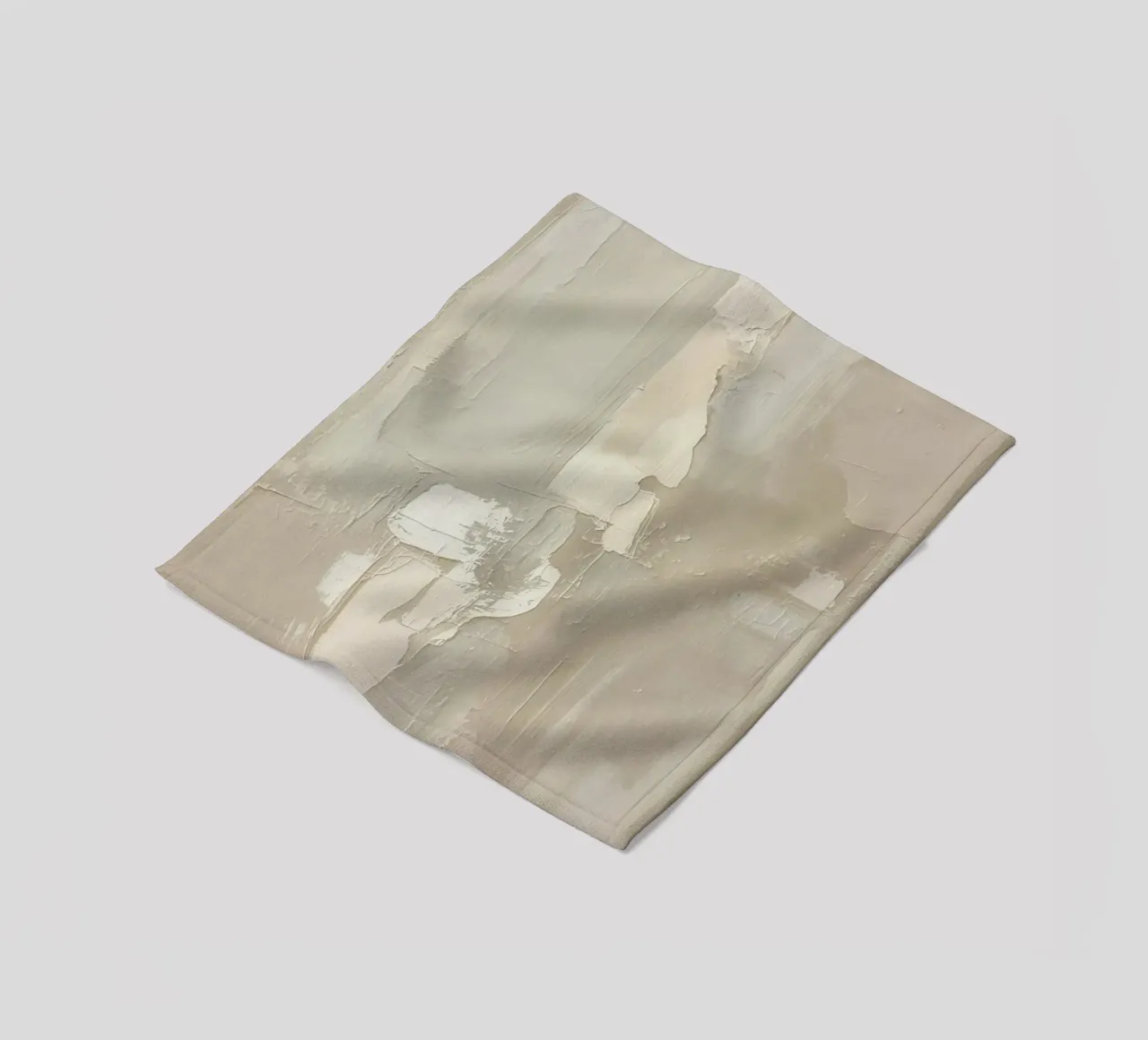 Pittura astratta con pennellate bianche e beige strutturate coperta in pile da DesignDoodle