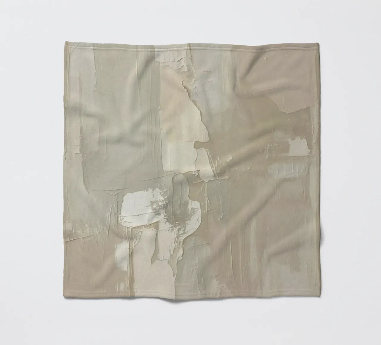 Pittura astratta con pennellate bianche e beige strutturate coperta in pile da DesignDoodle