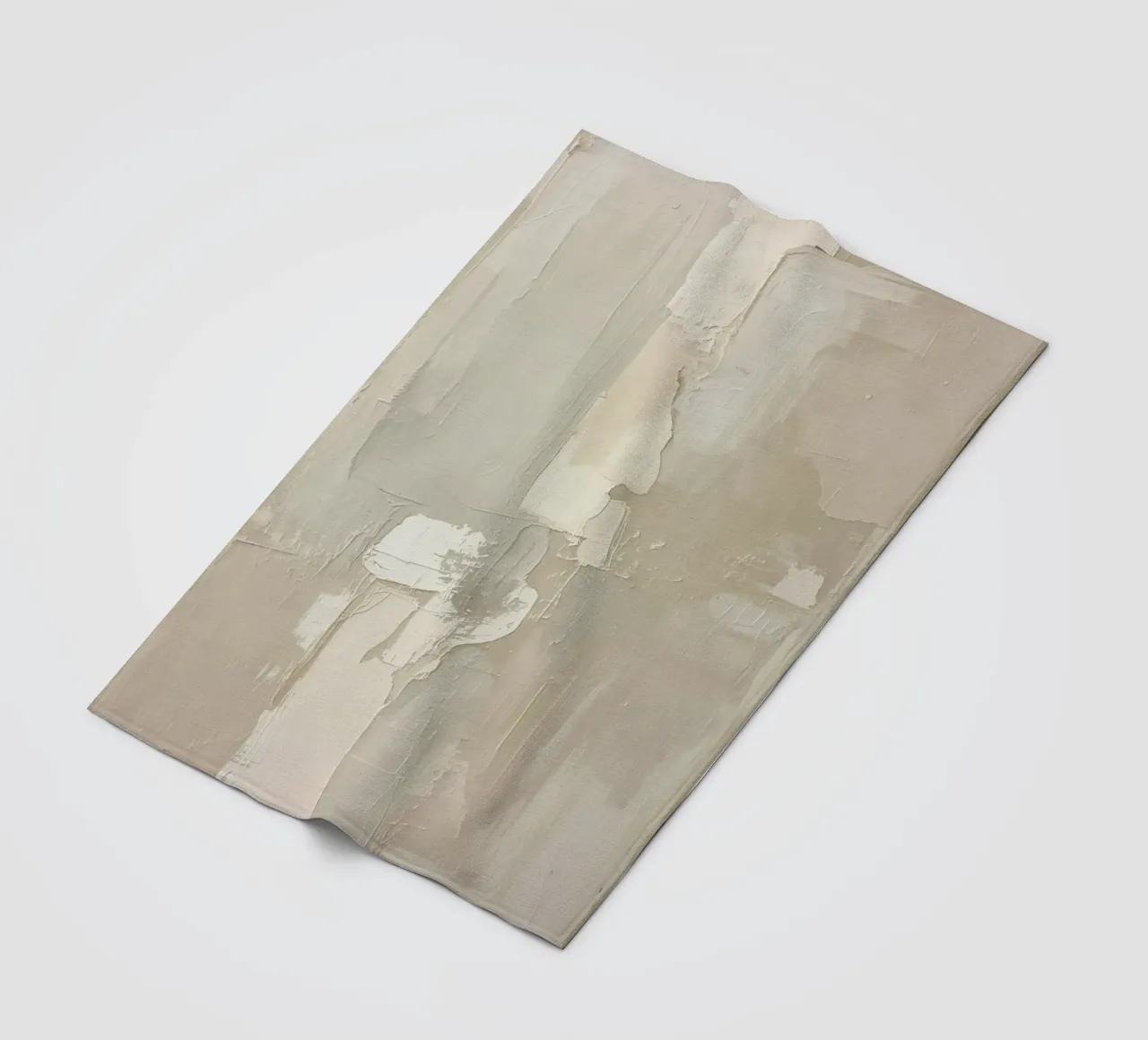 Pittura astratta con pennellate bianche e beige strutturate coperta in pile da DesignDoodle