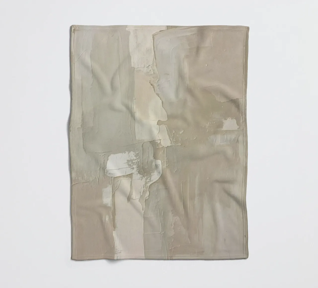 Pittura astratta con pennellate bianche e beige strutturate coperta in pile da DesignDoodle