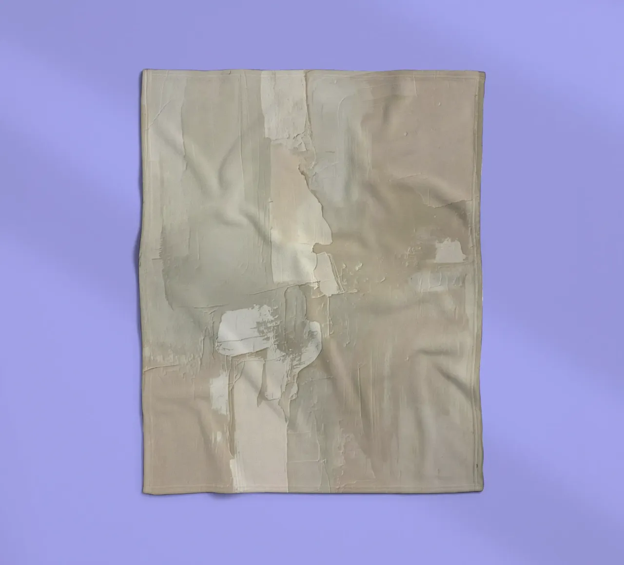 Pittura astratta con pennellate bianche e beige strutturate coperta in pile da DesignDoodle