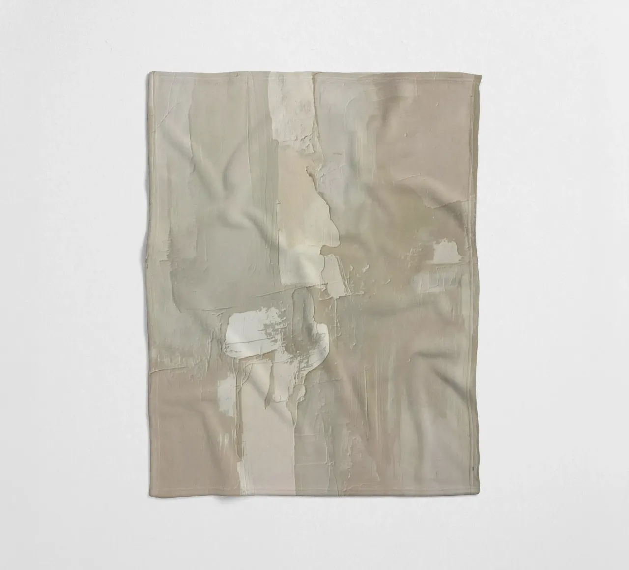 Pittura astratta con pennellate bianche e beige strutturate coperta in pile da DesignDoodle