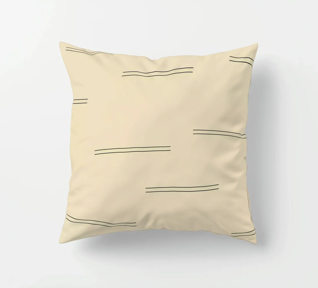 Linee doppie astratte minimali - Nero su Beige cuscino da Beauty in Simplicity