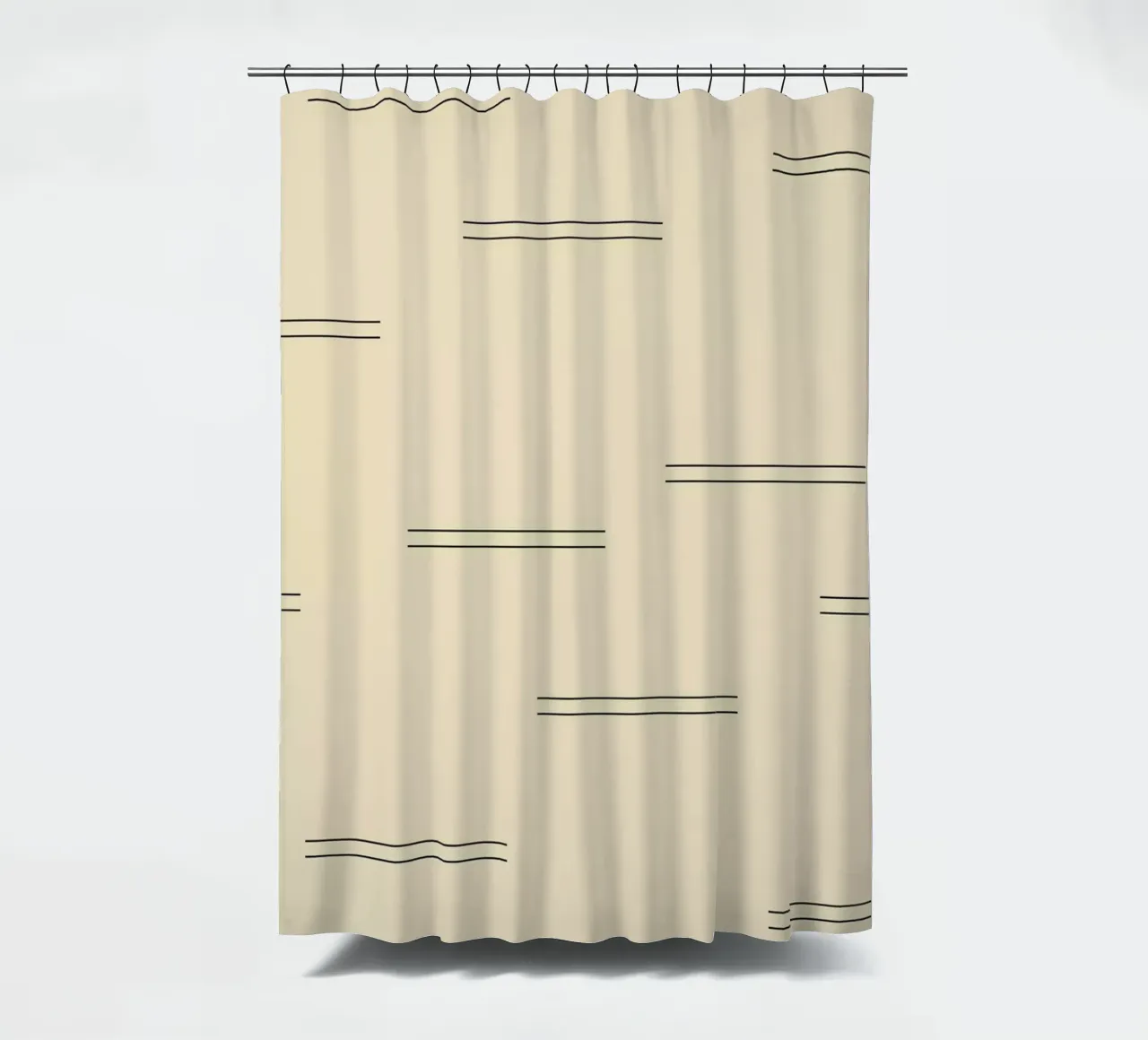 Linee doppie astratte minimali - Nero su Beige tenda da doccia da Beauty in Simplicity