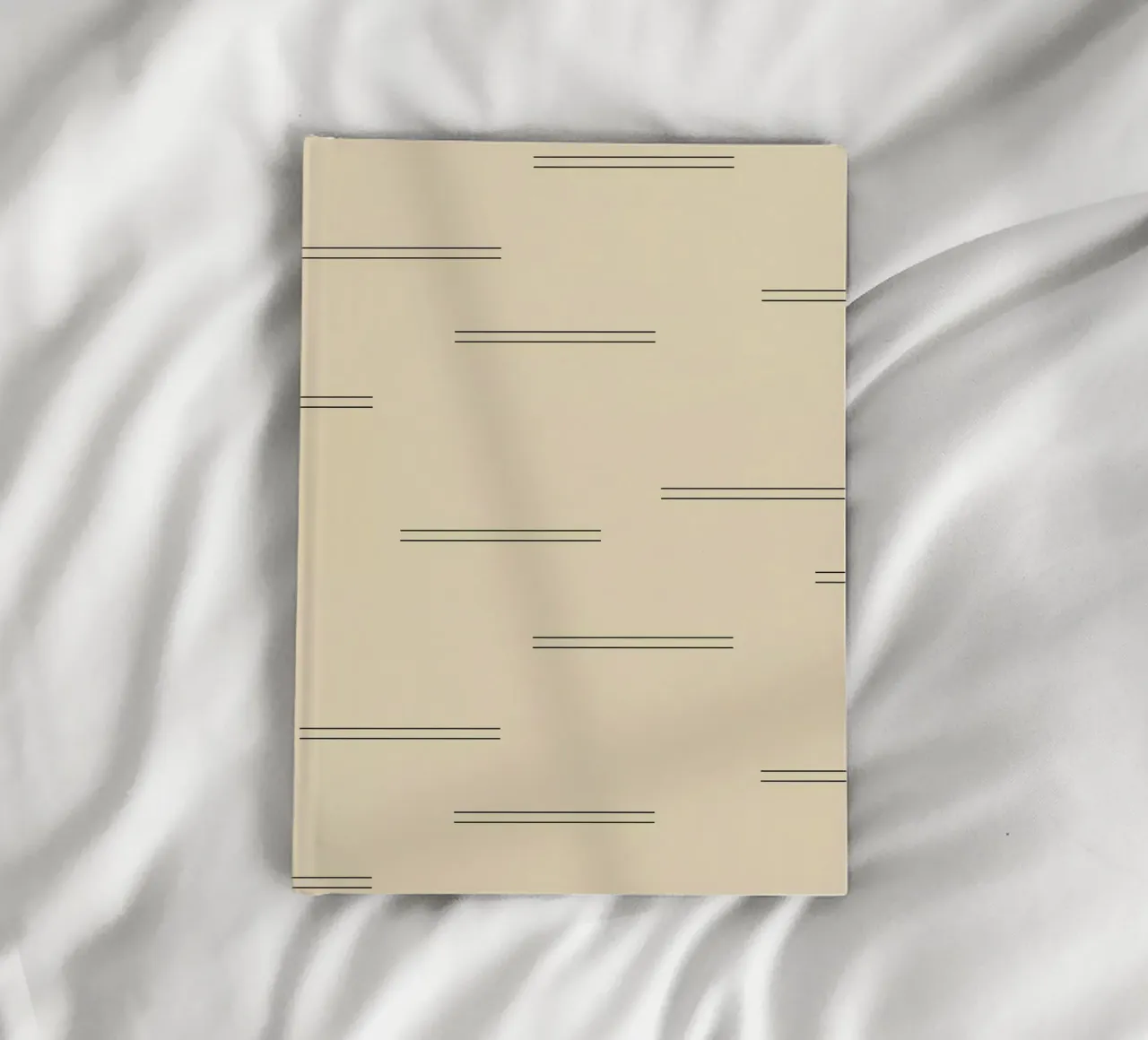 Minimal Abstract Double Lines | Black on Beige notebook by Beauty in Simplicity