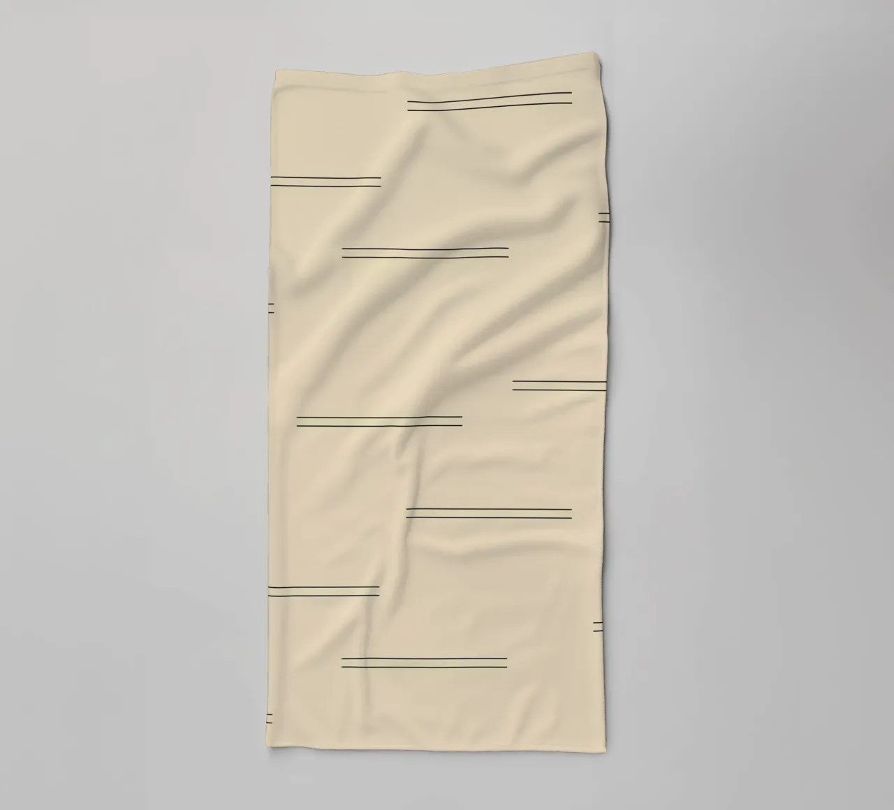 Minimal Abstract Double Lines | Black on Beige towel by Beauty in Simplicity