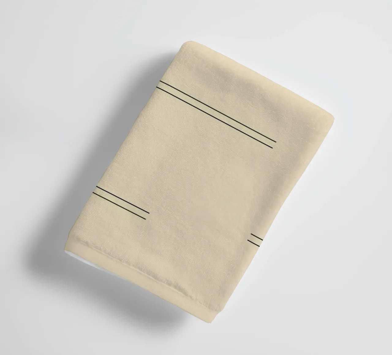 Minimal Abstract Double Lines | Black on Beige towel by Beauty in Simplicity