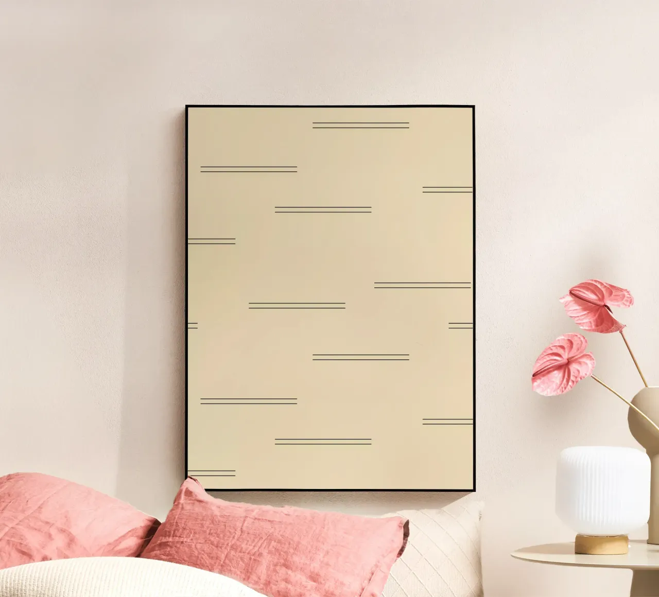 Linee doppie astratte minimali - Nero su Beige plexiglass da Beauty in Simplicity