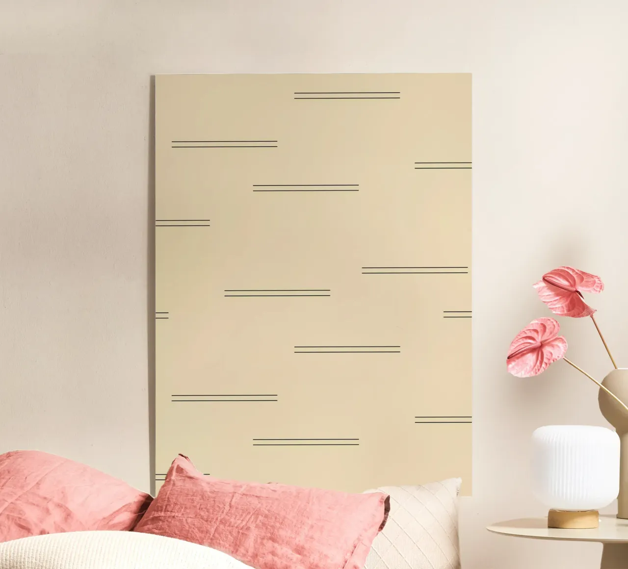 Linee doppie astratte minimali - Nero su Beige plexiglass da Beauty in Simplicity