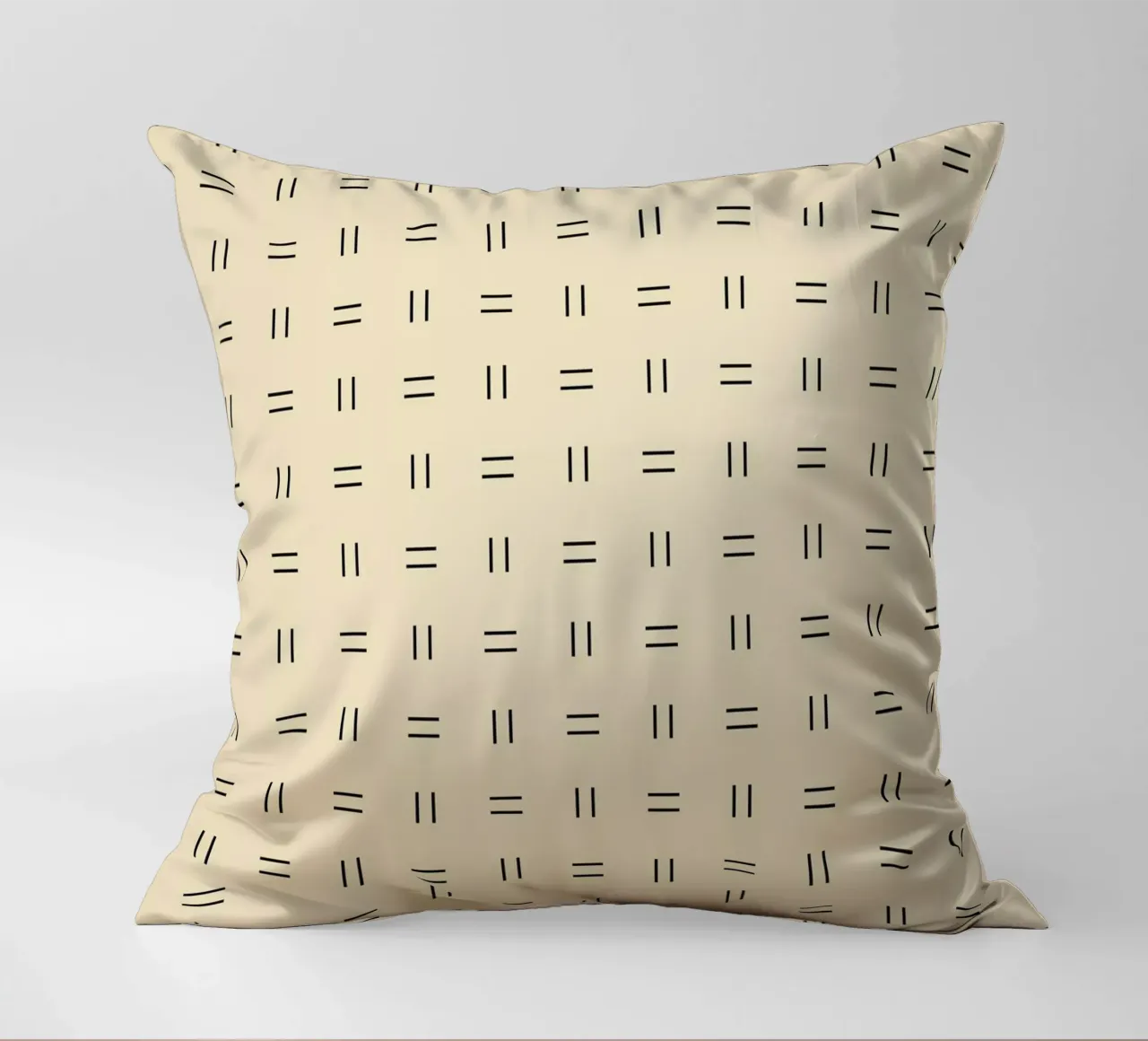 Minimal Scandi Double Lines | Black on Beige decorative cushion by Beauty in Simplicity