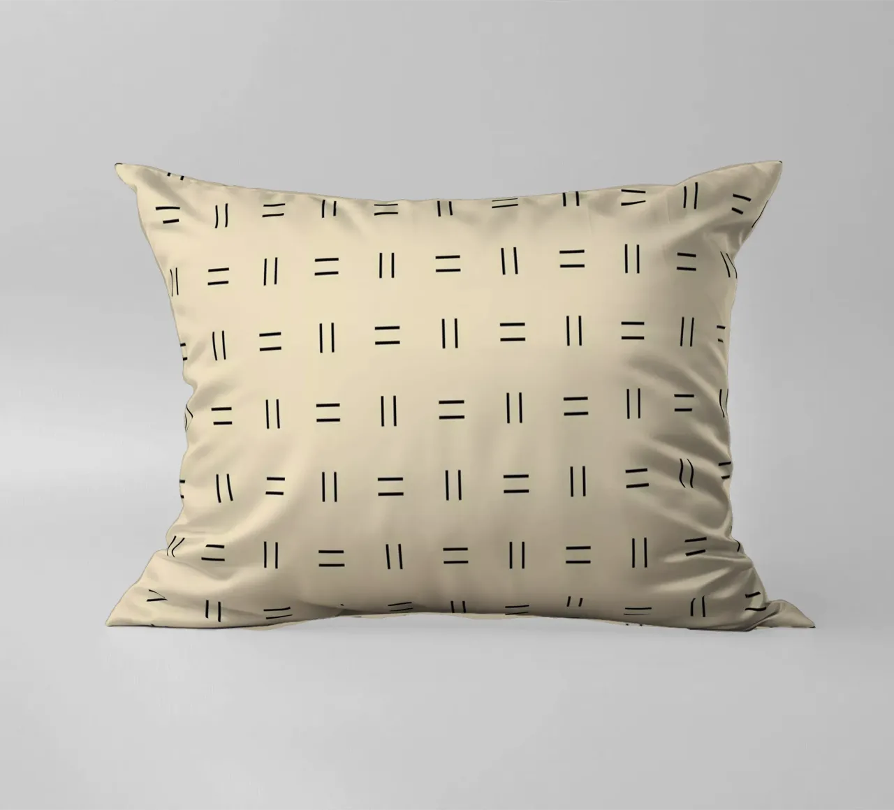 Minimal Scandi Double Lines | Black on Beige decorative cushion by Beauty in Simplicity