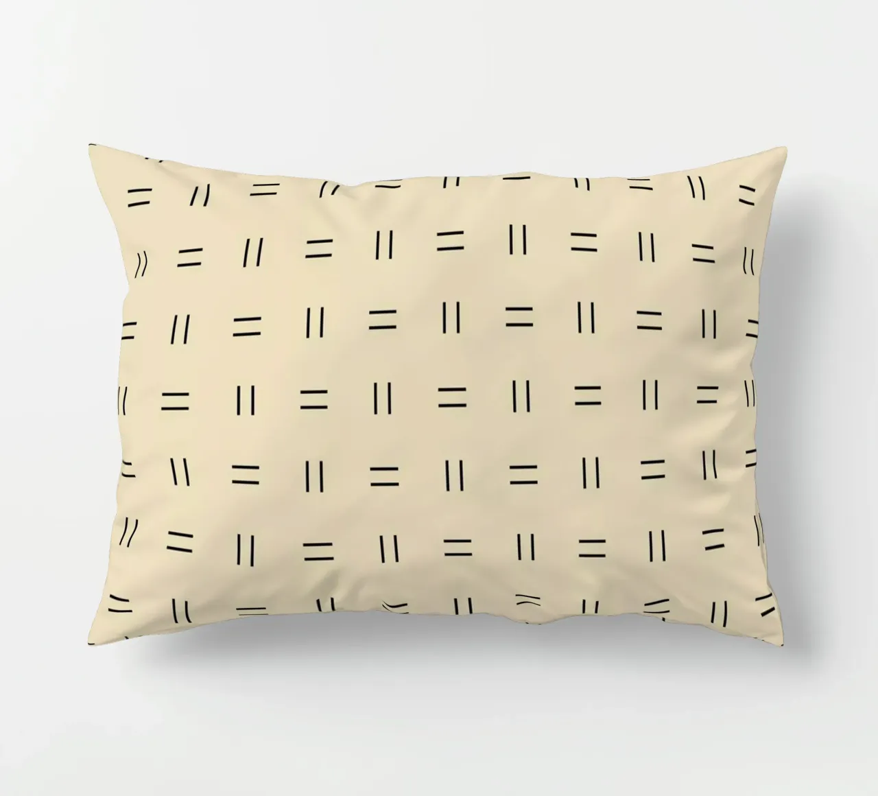 Minimal Scandi Double Lines | Black on Beige decorative cushion by Beauty in Simplicity