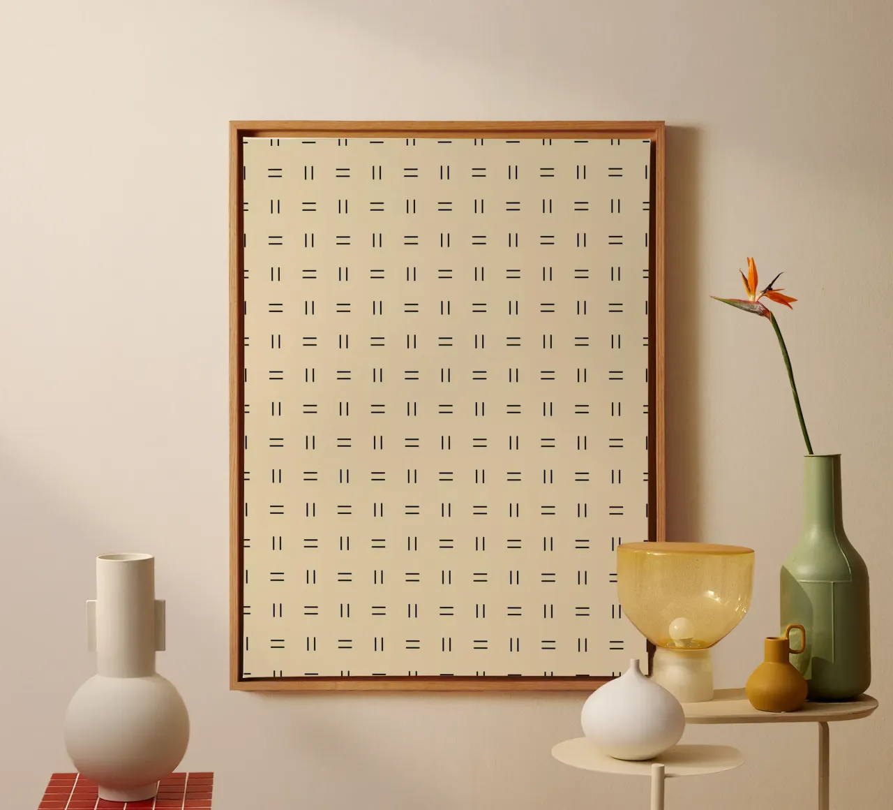 Minimal Scandi Double Lines | Black on Beige canvas by Beauty in Simplicity