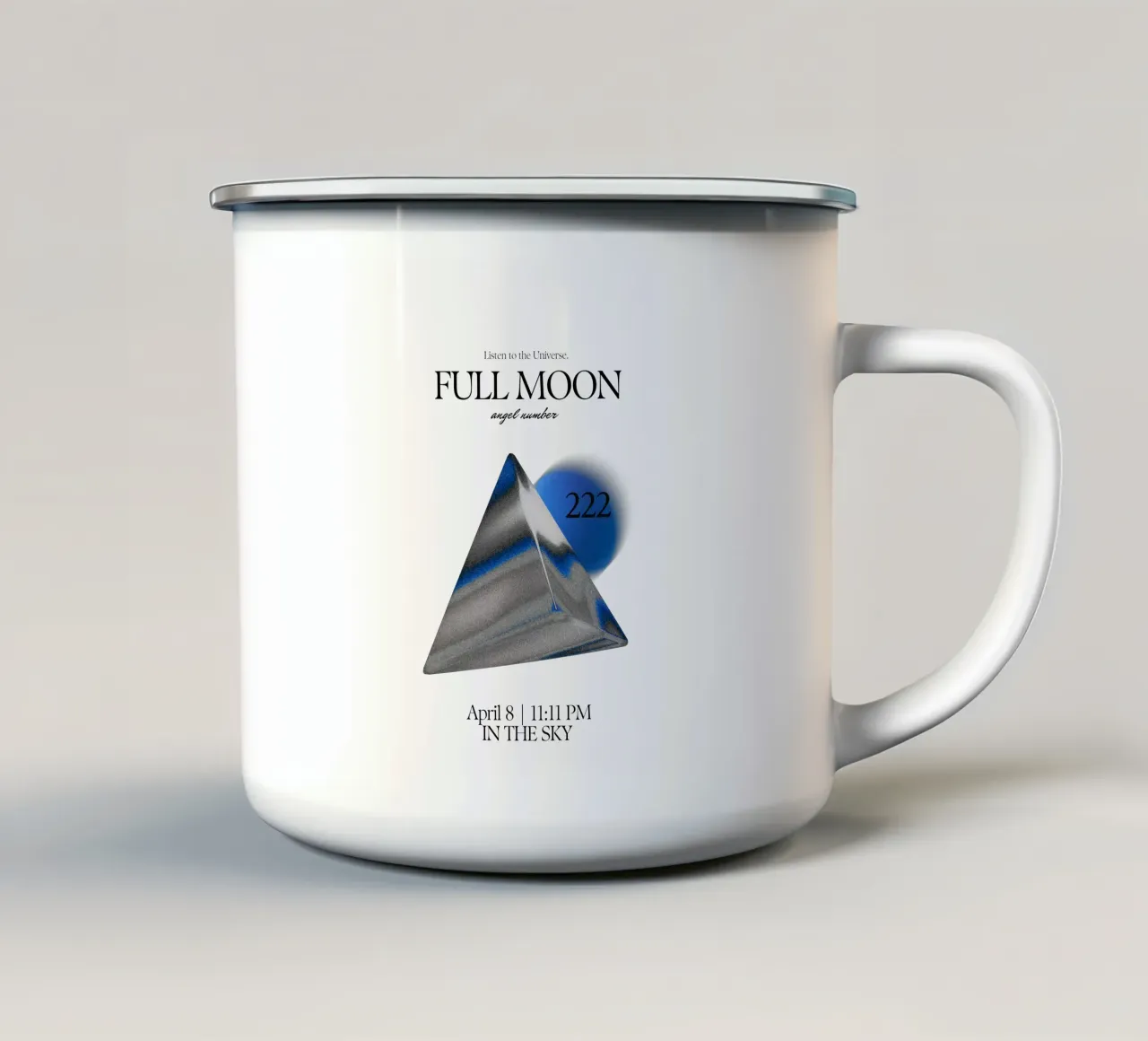luna piena numero angelo 222 tazza in smalto da morphinaeblue