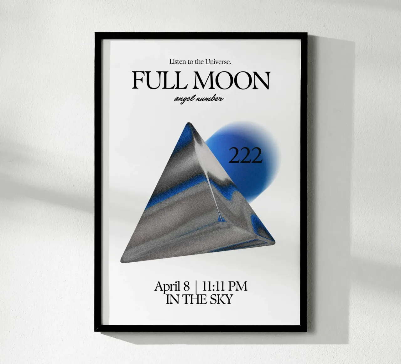 luna piena numero angelo 222 poster con telaio in legno da morphinaeblue