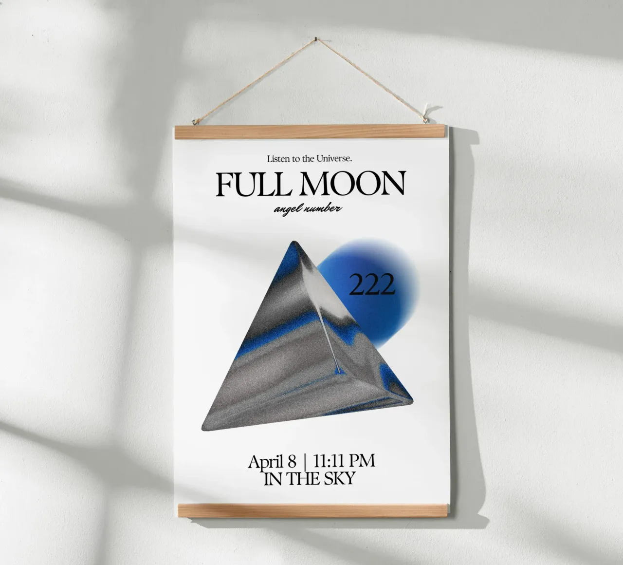 luna piena numero angelo 222 poster con telaio in legno da morphinaeblue