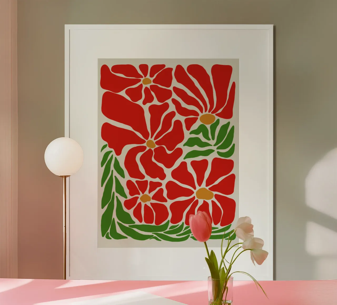 Red summer paradise poster con telaio in alluminio da TijanaArtStudio88