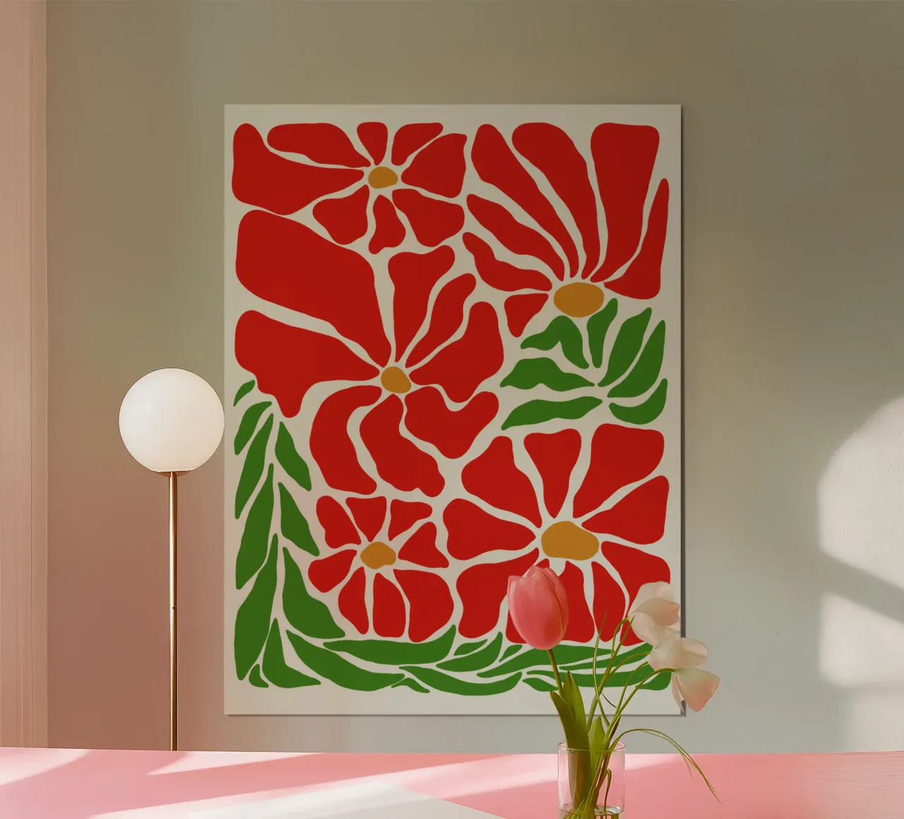 Red summer paradise poster con telaio in alluminio da TijanaArtStudio88