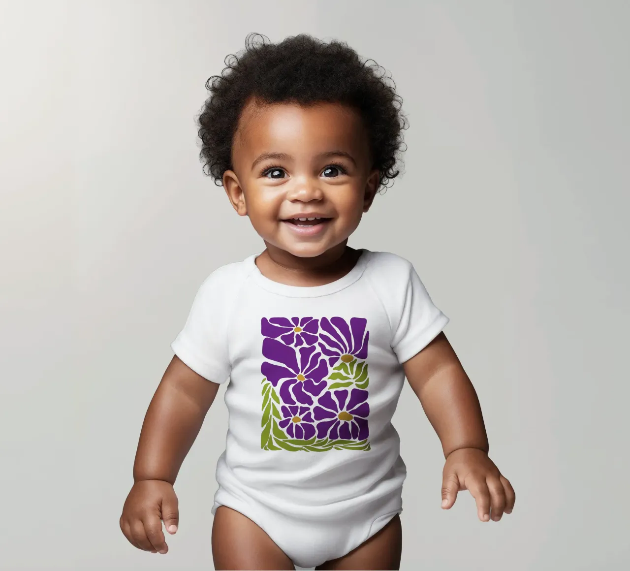 Spring violet paradise short-sleeve baby romper by TijanaArtStudio88