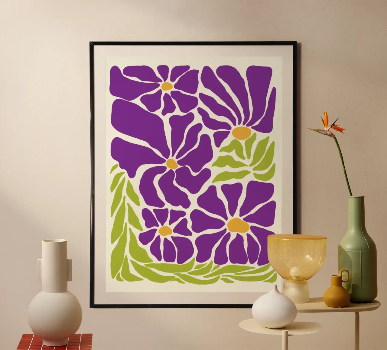 Spring violet paradise poster con telaio in plastica da TijanaArtStudio88