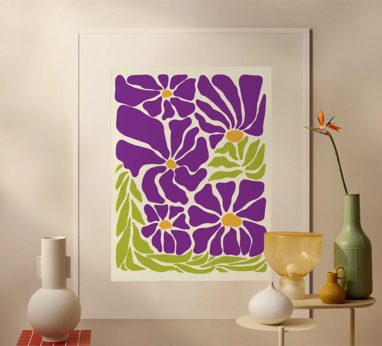 Spring violet paradise poster con telaio in plastica da TijanaArtStudio88