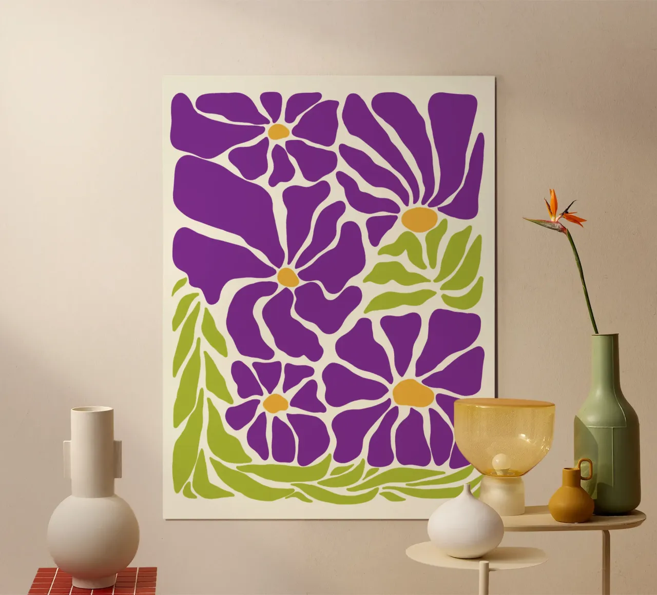 Spring violet paradise poster con telaio in plastica da TijanaArtStudio88