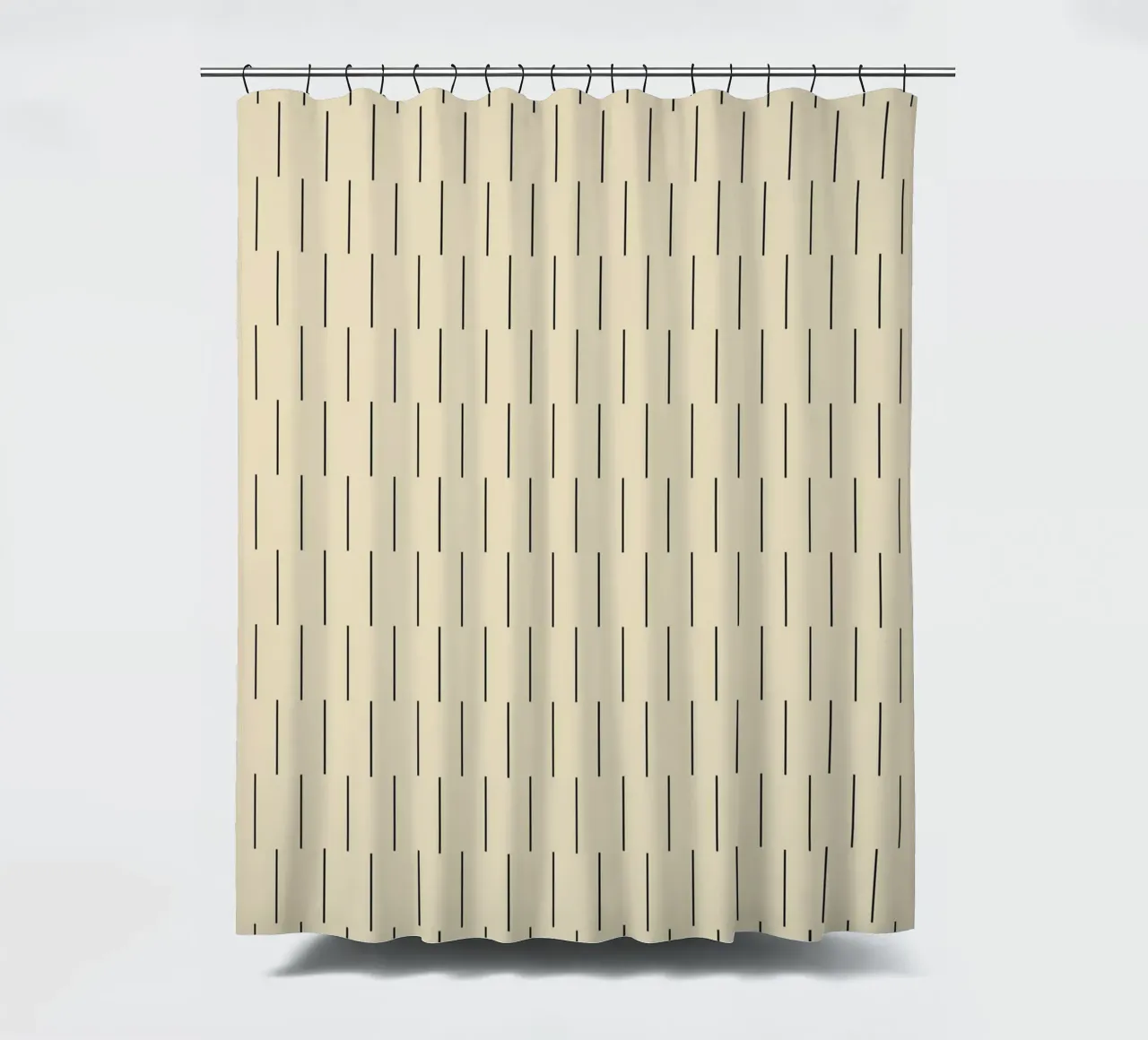 Minimal Scandinavian Chic Lines | Black on Beige shower curtain by Beauty in Simplicity