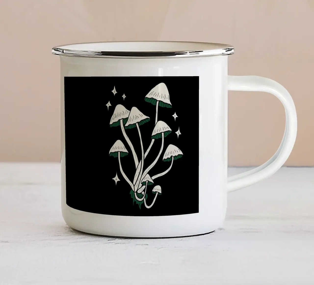 Atomic teal white mushrooms tazza in smalto da TijanaArtStudio88