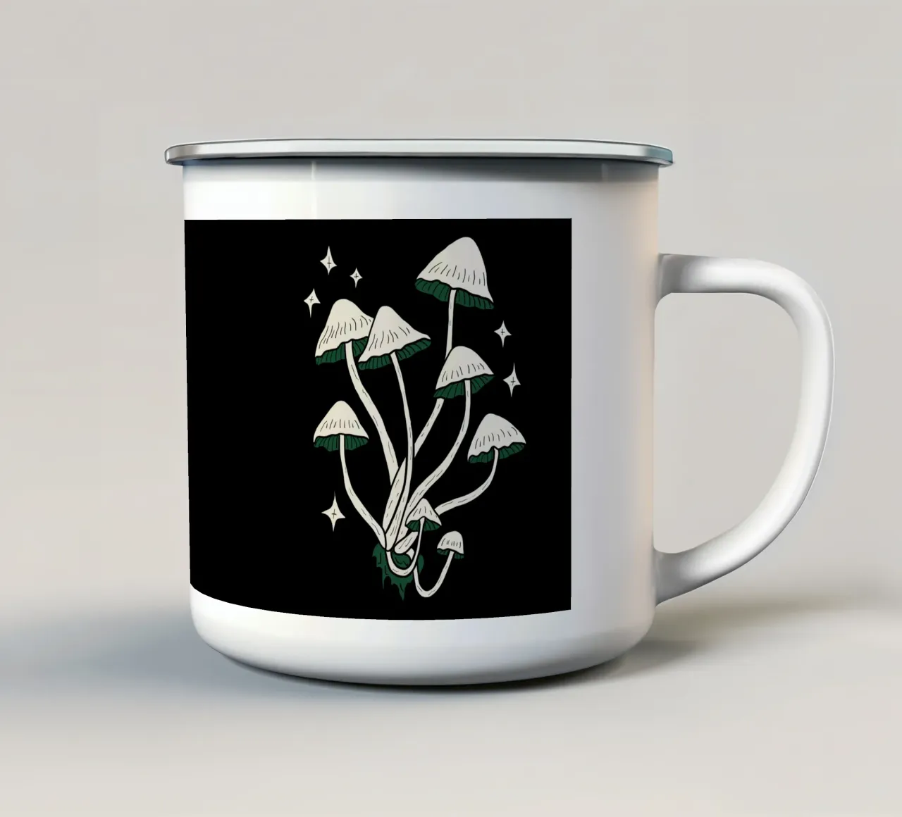 Atomic teal white mushrooms tazza in smalto da TijanaArtStudio88