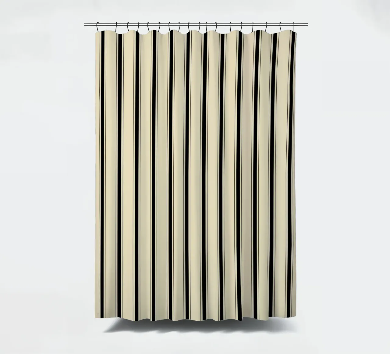 Minimal Farmhouse Basic Strisce miste | Nero su beige tenda da doccia da Beauty in Simplicity