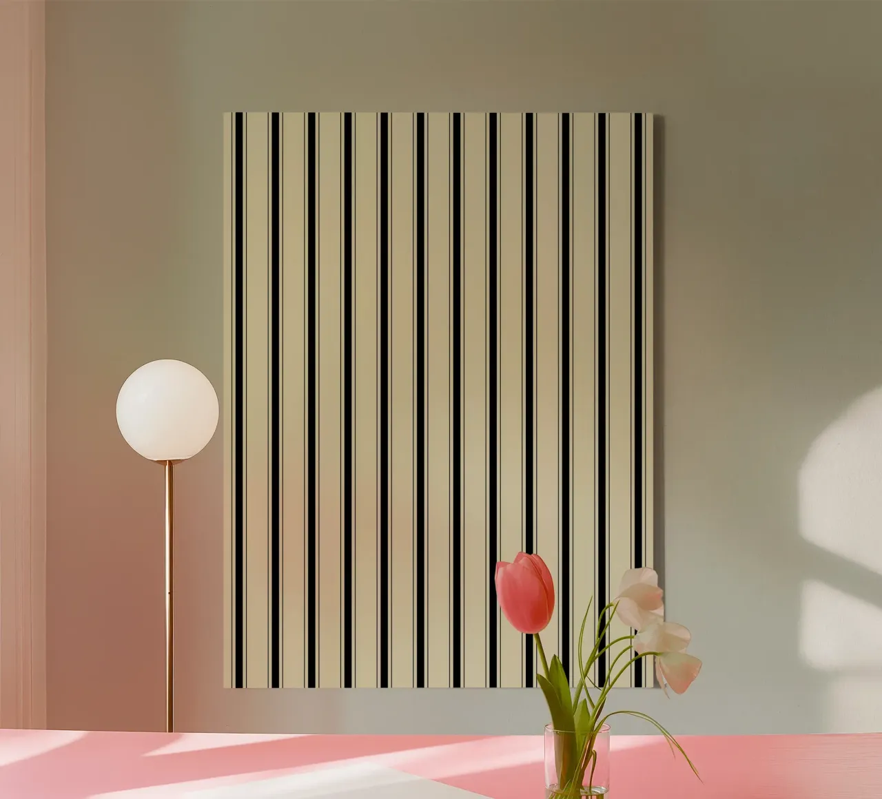 Minimal Farmhouse Basic Strisce miste | Nero su beige tela con Cornice a cassetta da Beauty in Simplicity