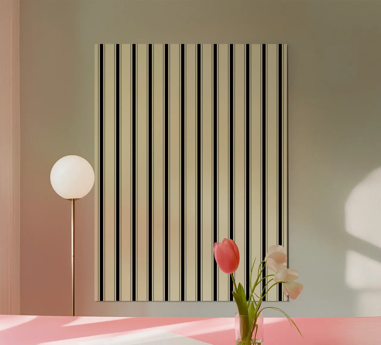 Minimal Farmhouse Basic Strisce miste | Nero su beige poster da Beauty in Simplicity