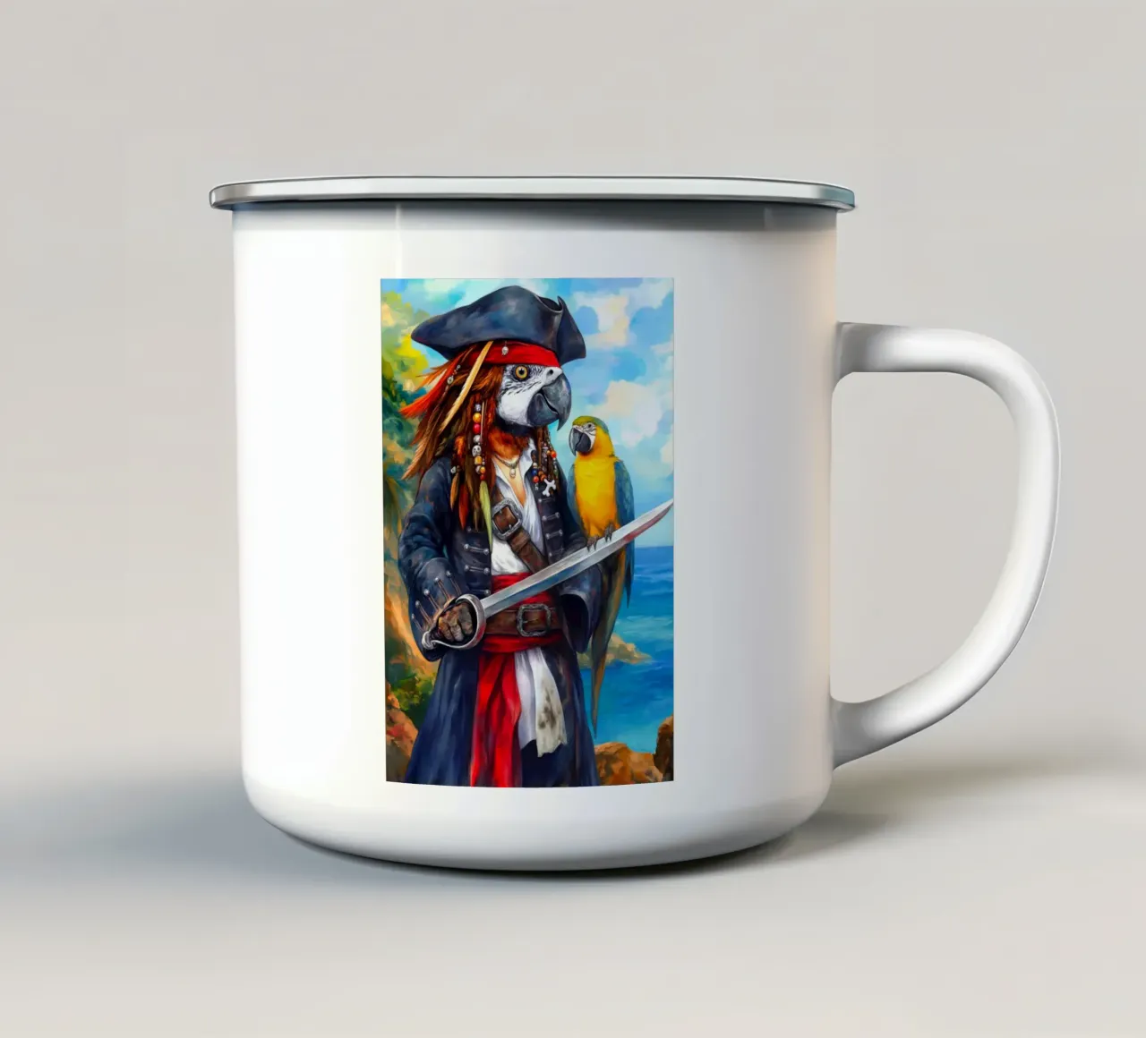 Capitano Pirata Pappagallo tazza in smalto da Stellar Creative