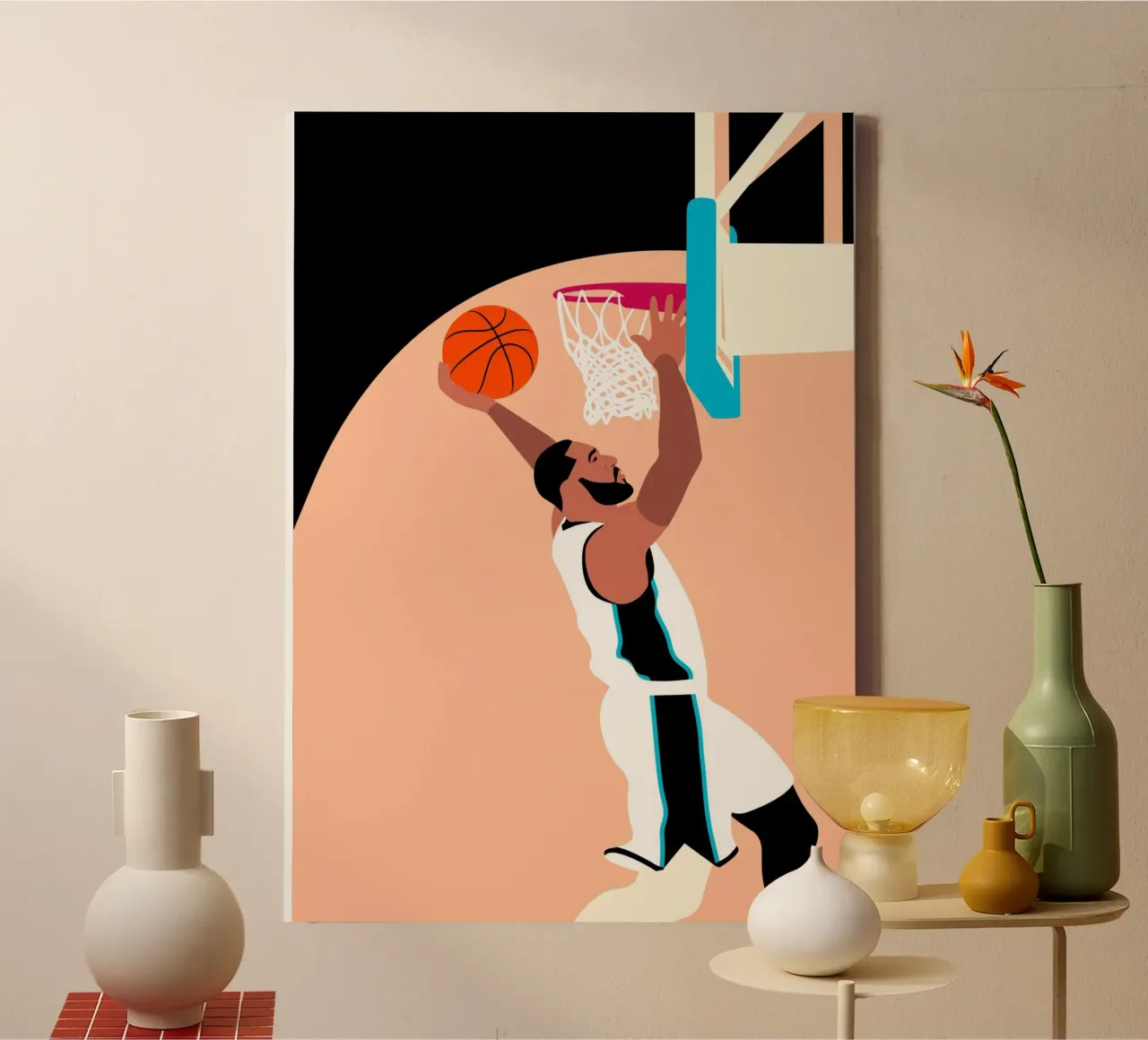 Basketbal speler dompelen canvas met Baklijst van Stellar Creative