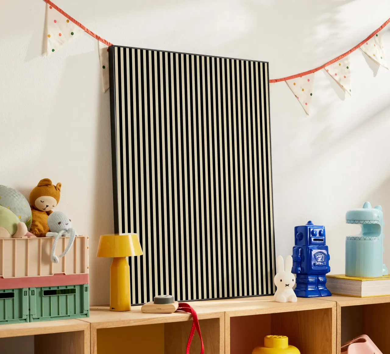 Minimal Basic Bold Stripes 2 | Nero e Beige pannello forex da Beauty in Simplicity