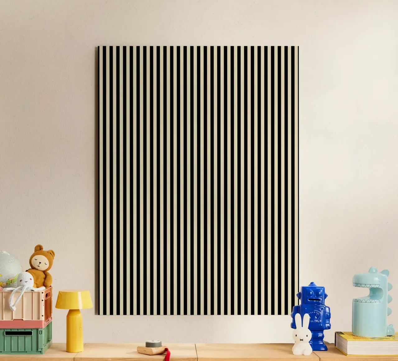 Minimal Basic Bold Stripes 2 | Nero e Beige pannello forex da Beauty in Simplicity