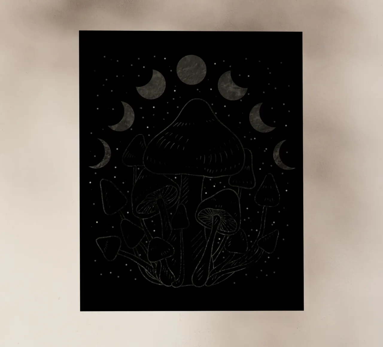 The Moon phases and mushrooms pellicola backlit da TijanaArtStudio88
