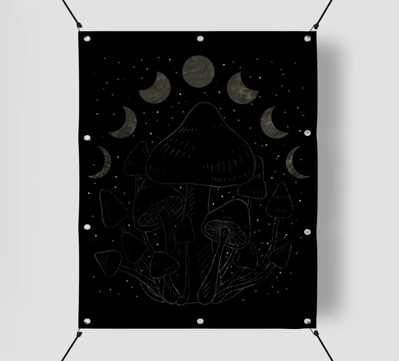 The Moon phases and mushrooms telo in pvc da TijanaArtStudio88