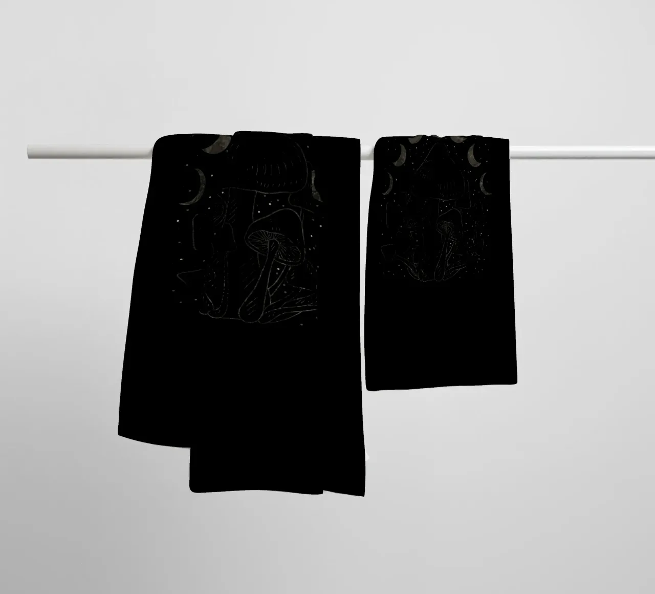 The Moon phases and mushrooms towel by TijanaArtStudio88