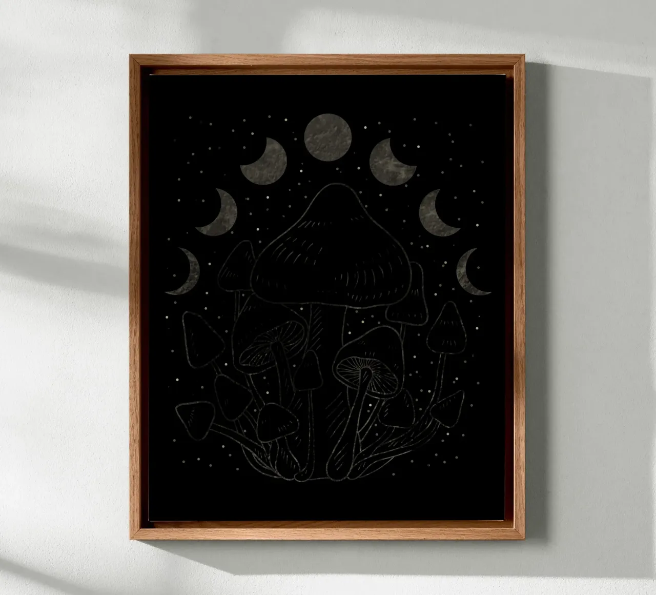 The Moon phases and mushrooms tela con Cornice a cassetta da TijanaArtStudio88