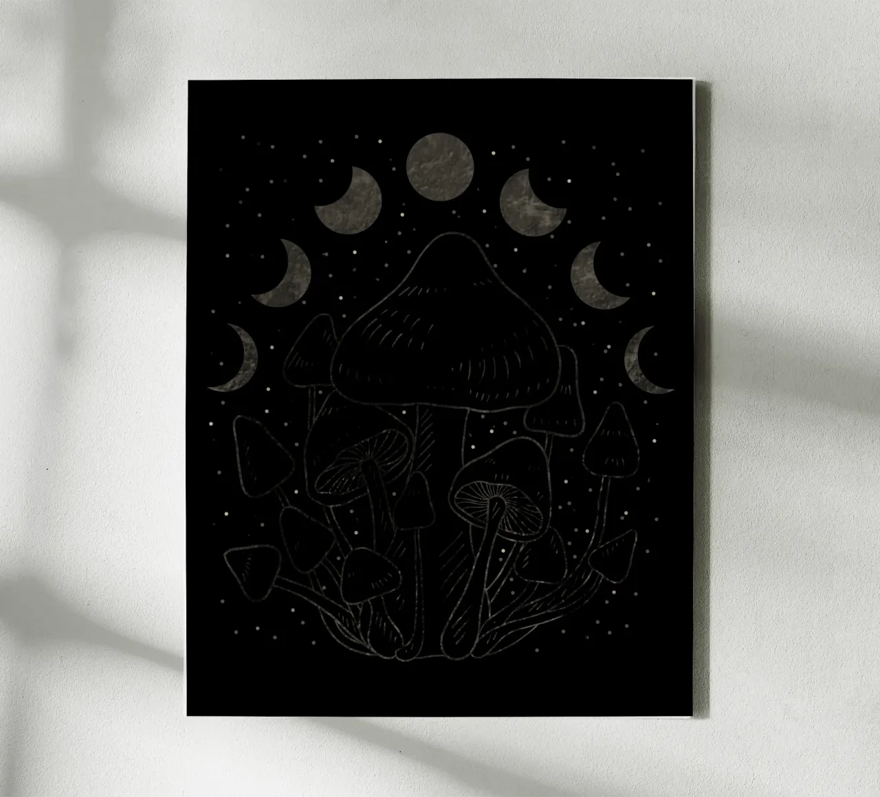 The Moon phases and mushrooms tela con Cornice a cassetta da TijanaArtStudio88