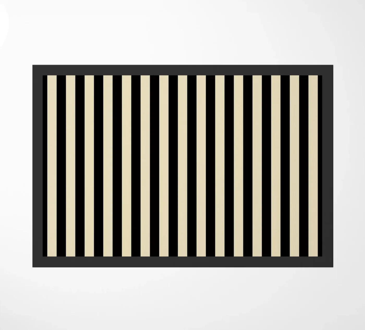 Minimal Basic Bold Stripes | Schwarz und Beige Fußmatte von Beauty in Simplicity