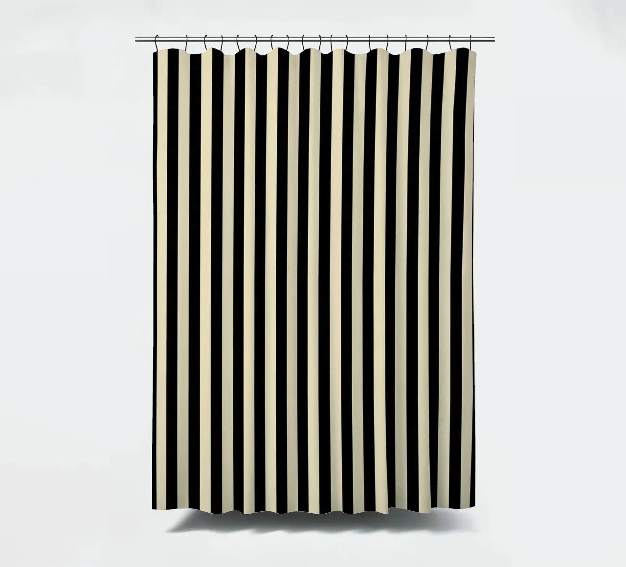 Minimal Basic Bold Stripes | Nero e Beige tenda da doccia da Beauty in Simplicity