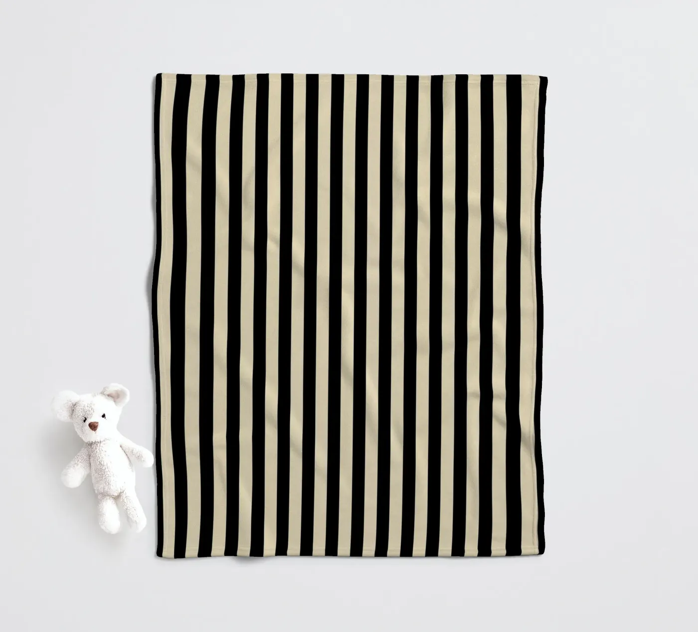 Minimal Basic Bold Stripes | Nero e Beige coperta in pile da Beauty in Simplicity