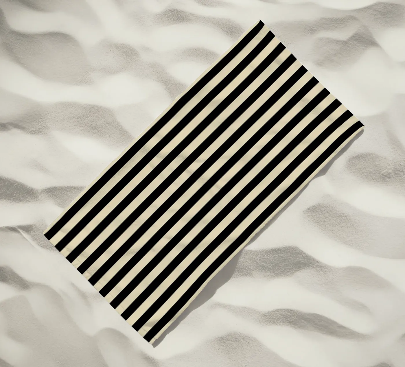 Minimal Basic Bold Stripes | Black and Beige beach towel by Beauty in Simplicity