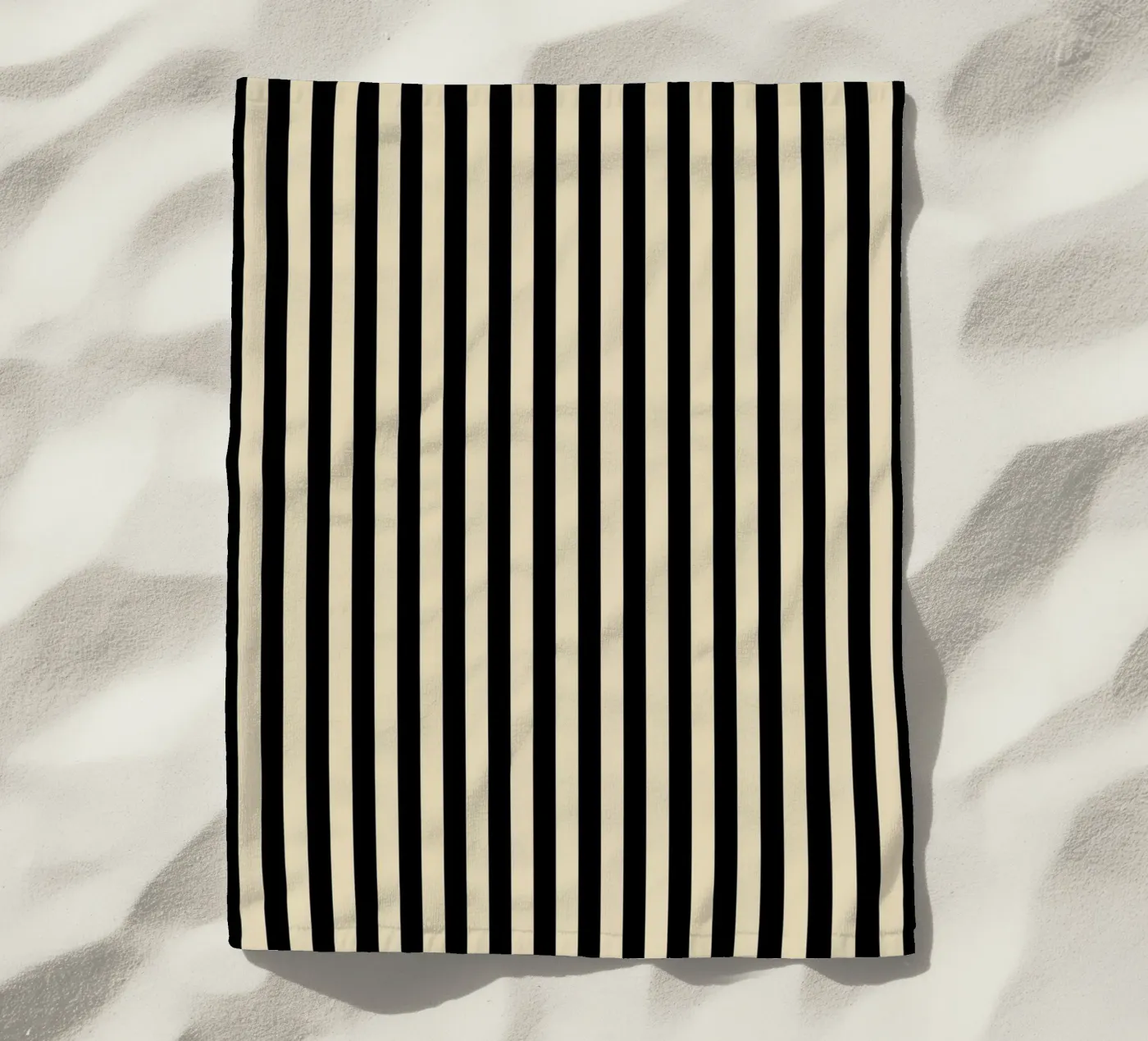 Minimal Basic Bold Stripes | Black and Beige beach towel by Beauty in Simplicity