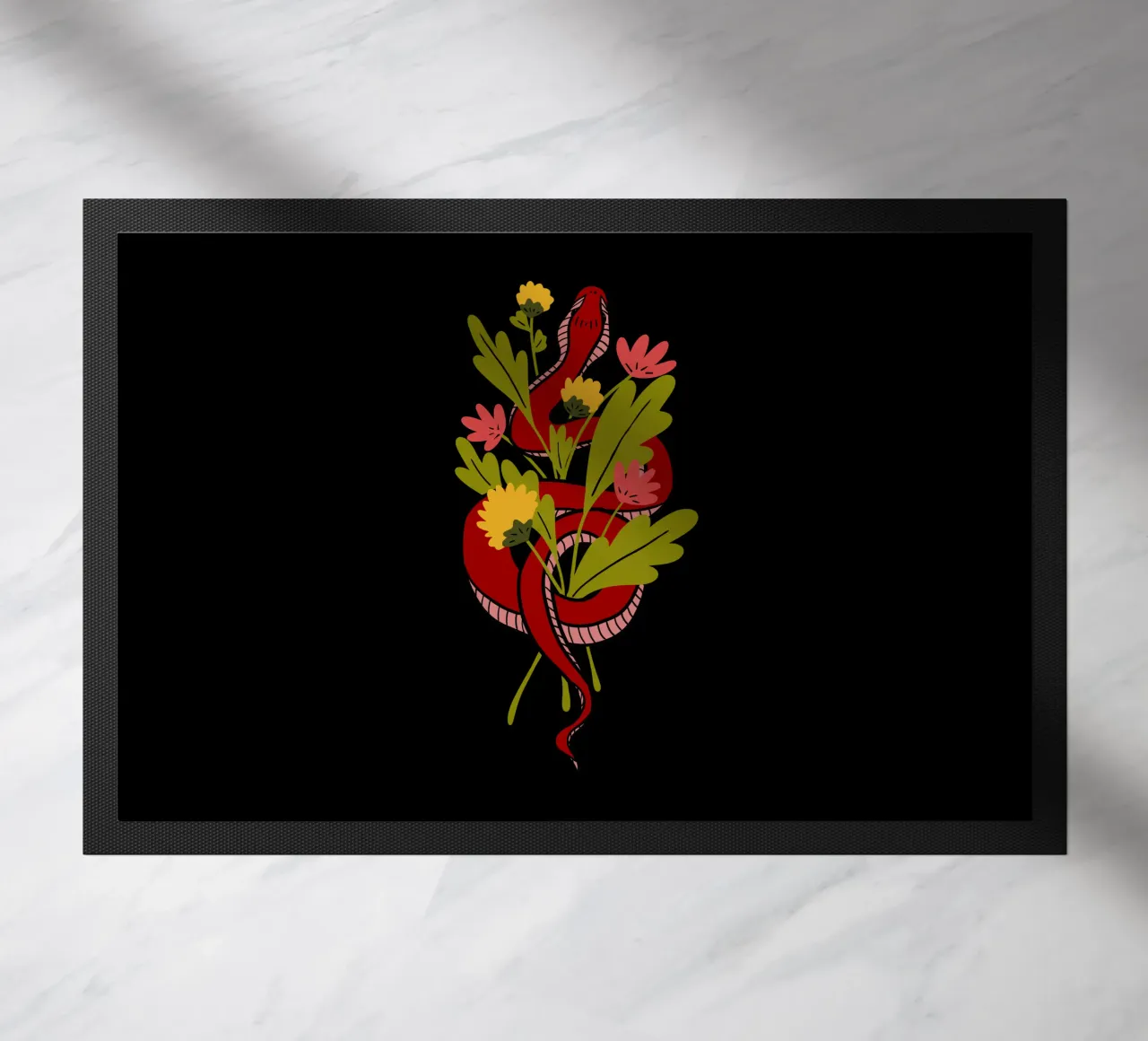 Red snake in flowers zerbino da TijanaArtStudio88