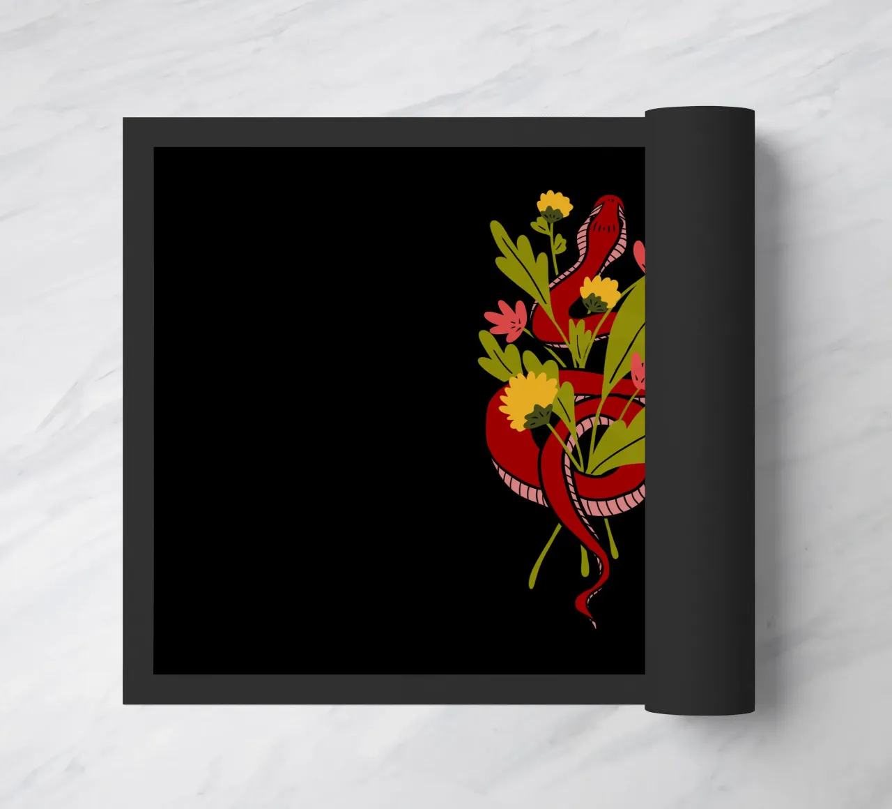 Red snake in flowers zerbino da TijanaArtStudio88