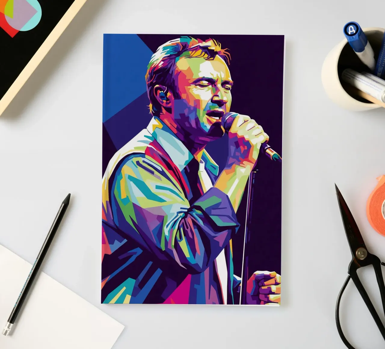 Phill Collins pop art portrait #1 notebook by Hantamrata