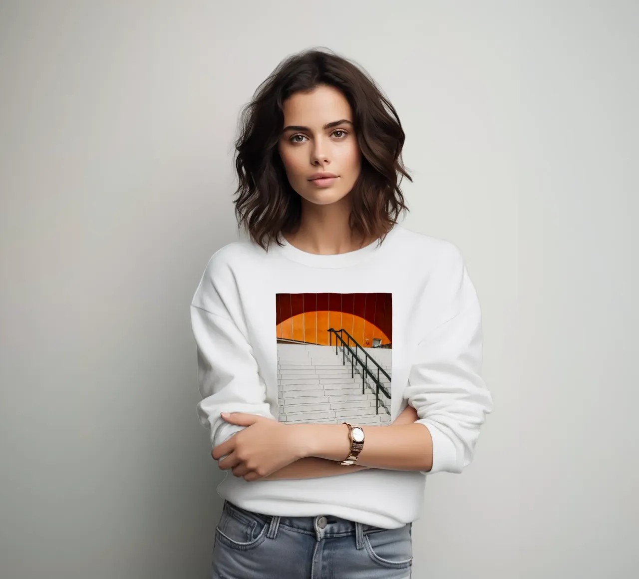 Orange Geometry – Shadows & Steps sweatshirt van Thilo Grøsch